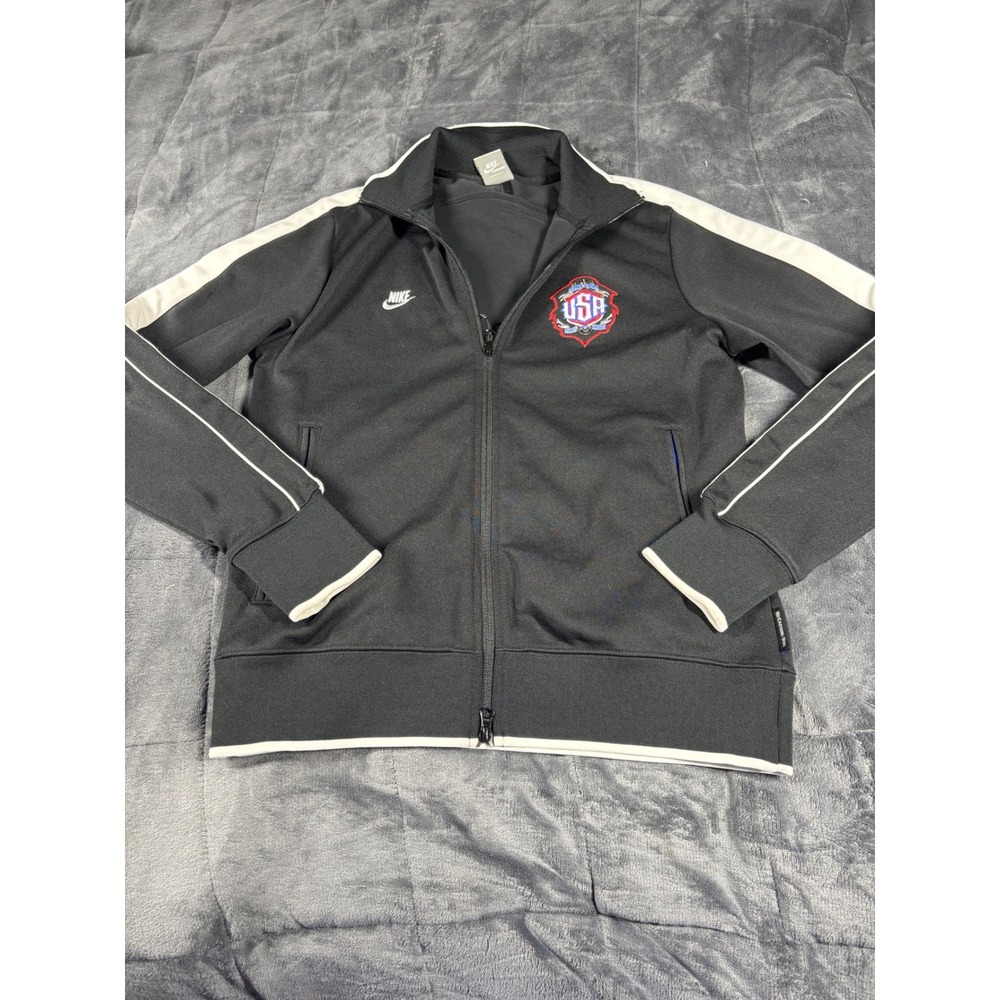 Nike Sportswear Mens USA Track Jacket Black Full Zip Mock Neck‎ Medium 38/40